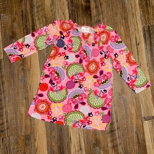 Hanna Andersson Ruched Neck Floral Cotton Dress, Girls Size 4T, 100 cm